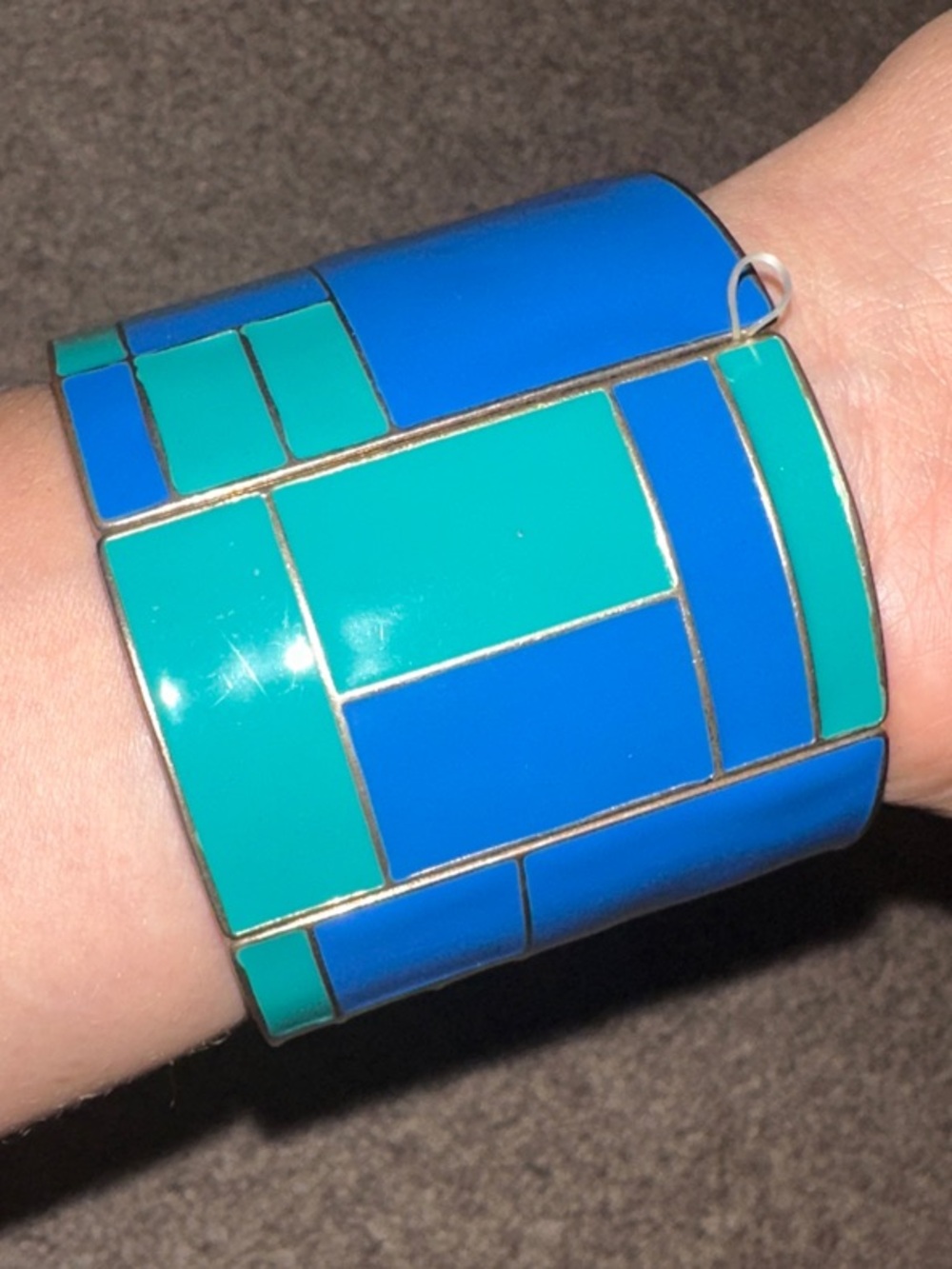 bebe Blue and Teal Enamel Statement Cuff Bracelet - Picture 2 of 6